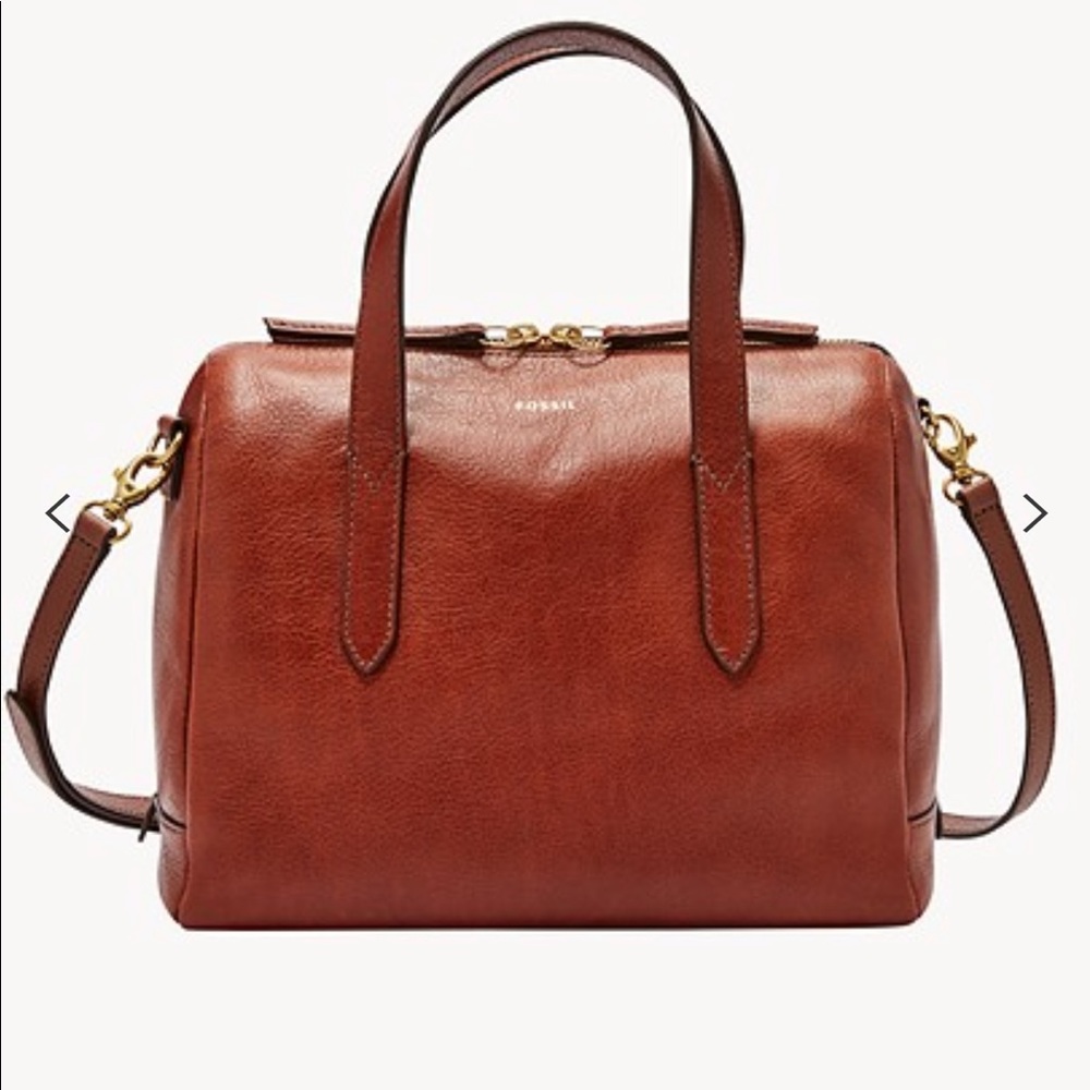 $250 FOSSIL SYDNEY BROWN SATCHEL PURSE NEW COMES w/STRAP LEATHER WELL MADE NICE